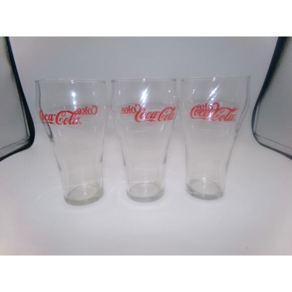 Vintage Coca-Cola Coke Soda Fountain Glass Red Double SIded Logo Red Letter Coke - Picture 11 of 16